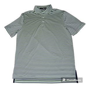 Ralph‎ Lauren RLX Men's Medium Green Stripe Polyester Short Sleeve Polo Shirt